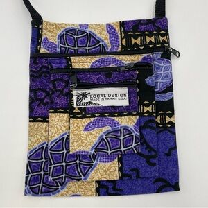 Hawaiian Small Crossbody Bag Shoulder Purple Turtles Pockets Local Design‎ Purse
